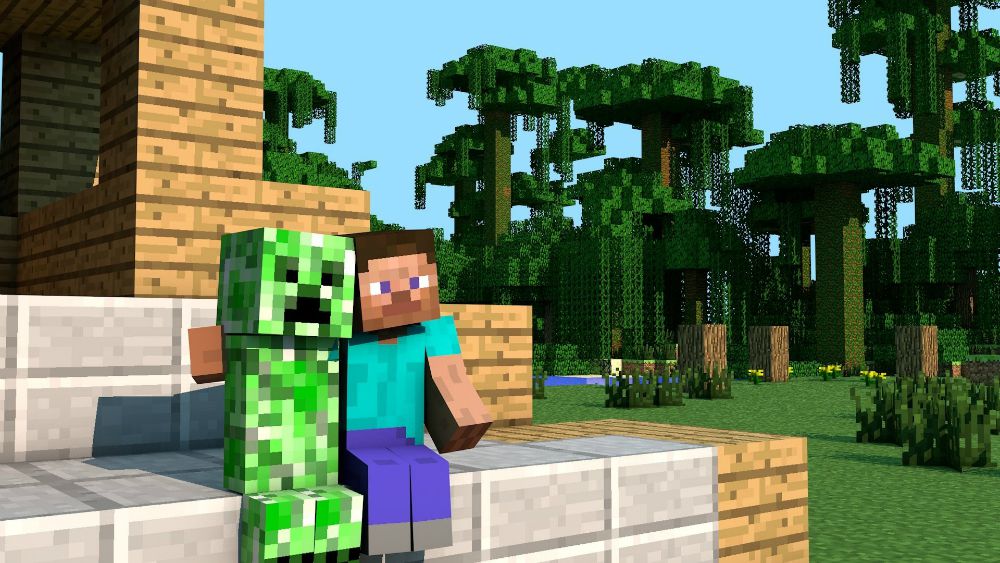 Minecraft, a character is hugging a creeper