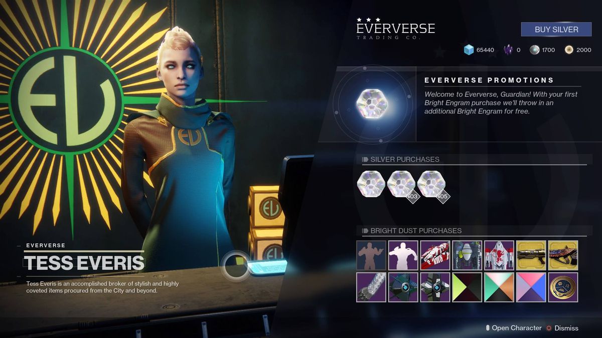 Destiny 2 - Tess Everis / Eververse Trading Company inventering