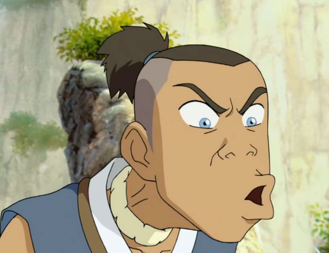 Sokka gör ett överdrivet ansikte i Avatar: The Last Airbender. 