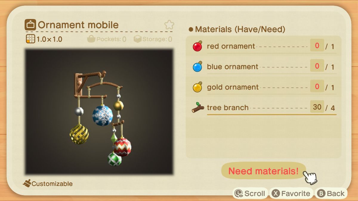 Ett Animal Crossing-recept för en Ornament Mobile