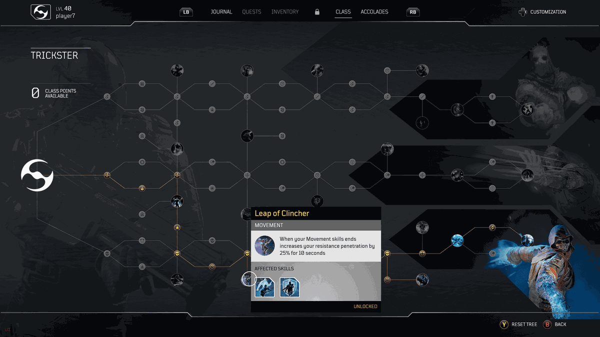 Outriders Trickster skill tree