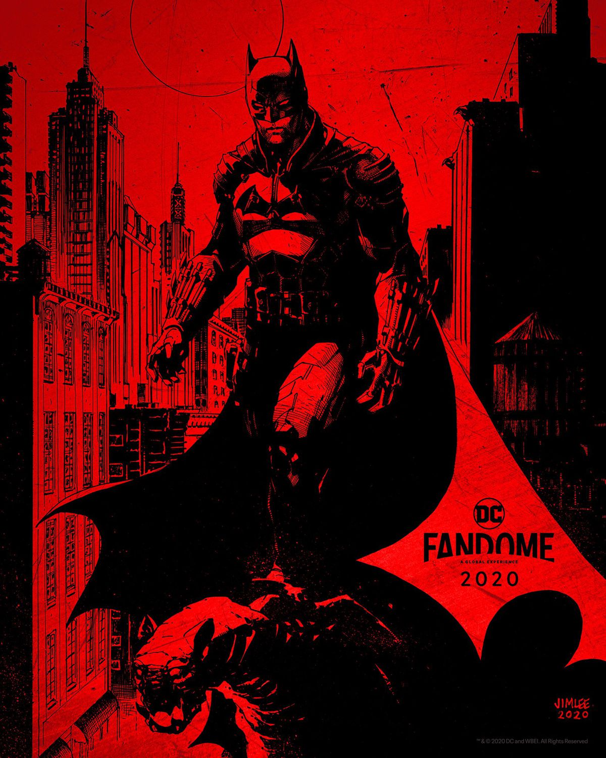 batman-affischen: jim lee originalkonst av matt reeves omstartade karaktär