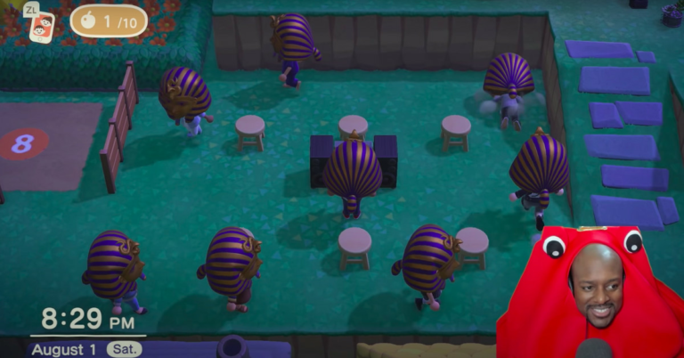 Animal Crossing fans spelar King Tut minispel