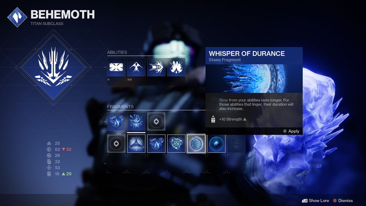 Titan Stasis Whisper of Durance fragment