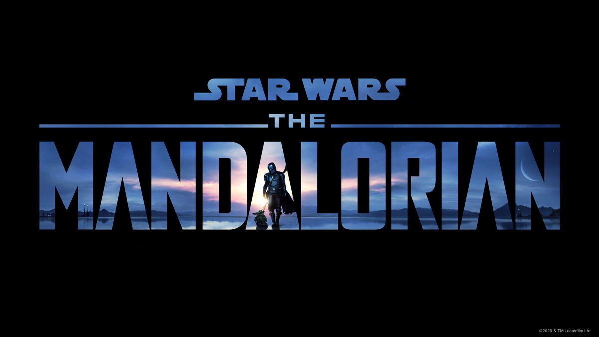 Mandalorian säsong 2 titelbehandling med Mando och Baby Yoda promenader