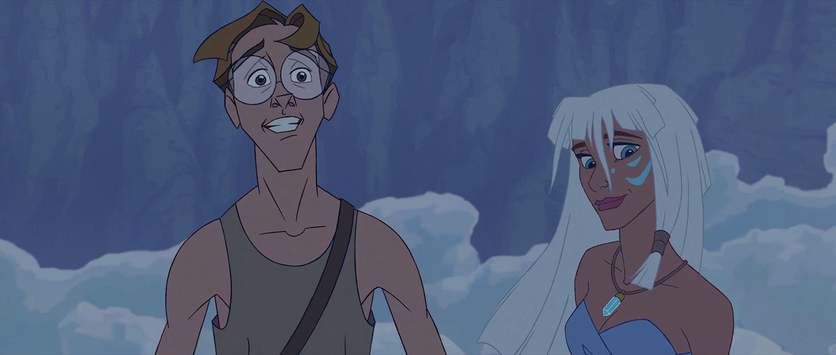 kida och milo som står vid ingången till Atlantis 