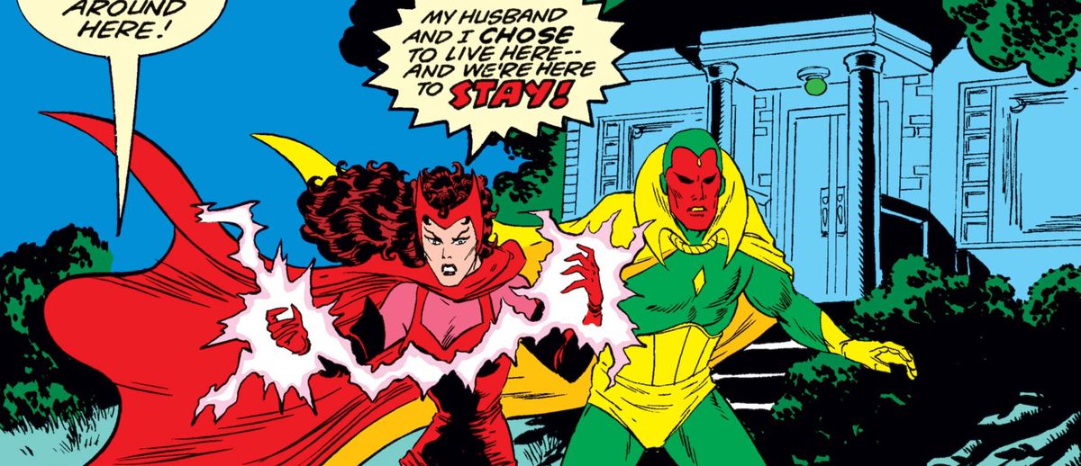 Bilda omslaget till Vision and the Scarlet Witch # 4, Marvel Comics (1986). 