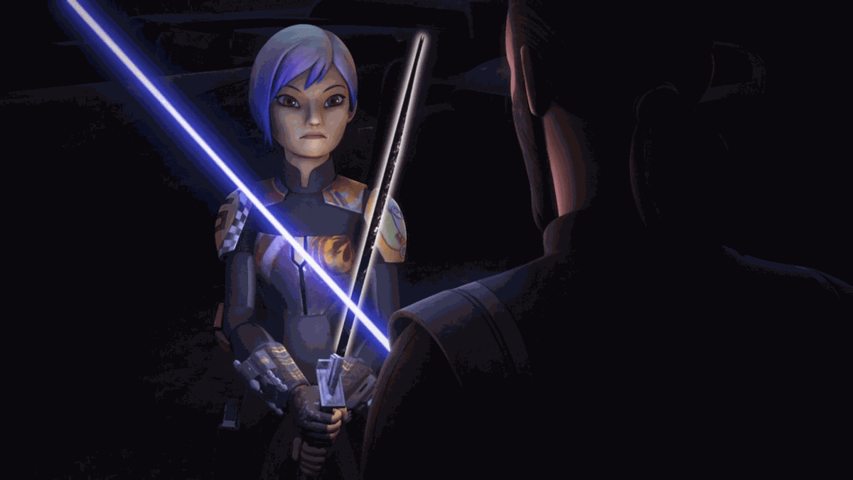 “Trials of the Darksaber,” Star Wars: Rebels, säsong 3: Sabine håller darksaber