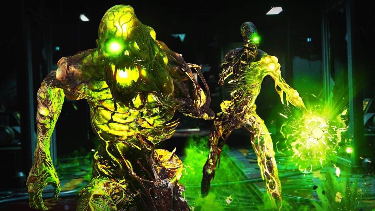 Två glödande gröna zombier från Call of Duty: Black Ops Cold War