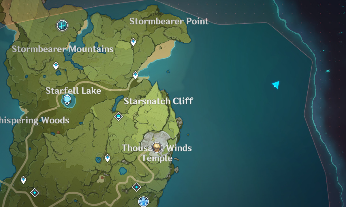 Den namnlösa öns plats på en karta
