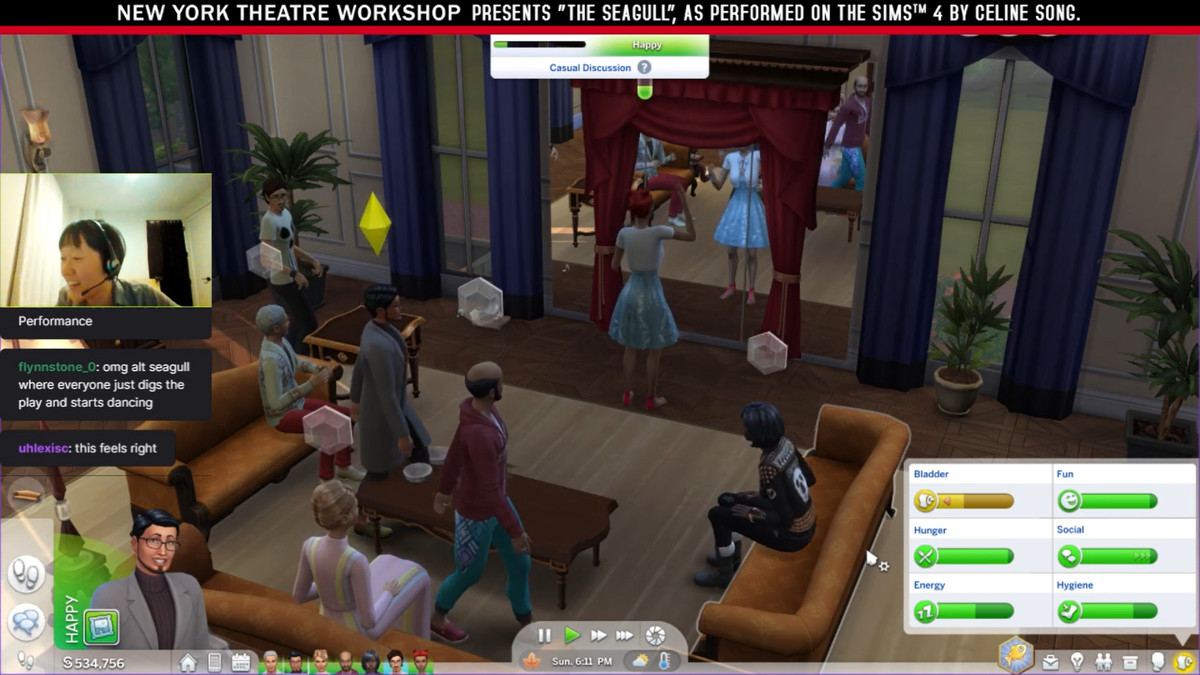 Celine Song spelar The Sims 4 som karaktärerna i Seagull