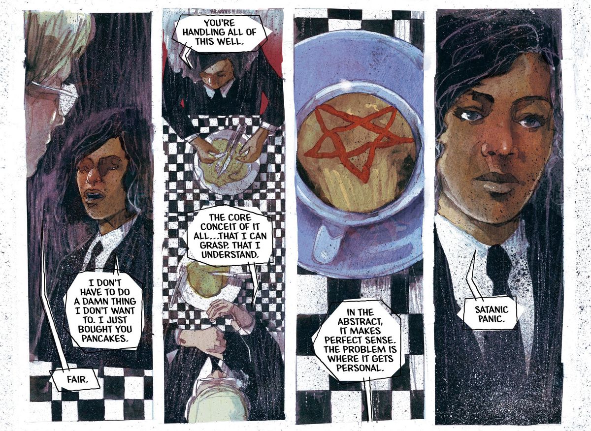 Cole förklarar att det han nu vet, som agent för Department of Truth, har en personlig komponent för honom: The Satanic Panic, i Department of Truth # 2, Image Comics (2020). 