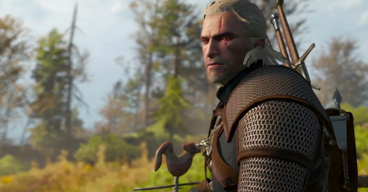 Geralt ser ledsen ut i Switch-versionen av The Witcher 3: Wild Hunt