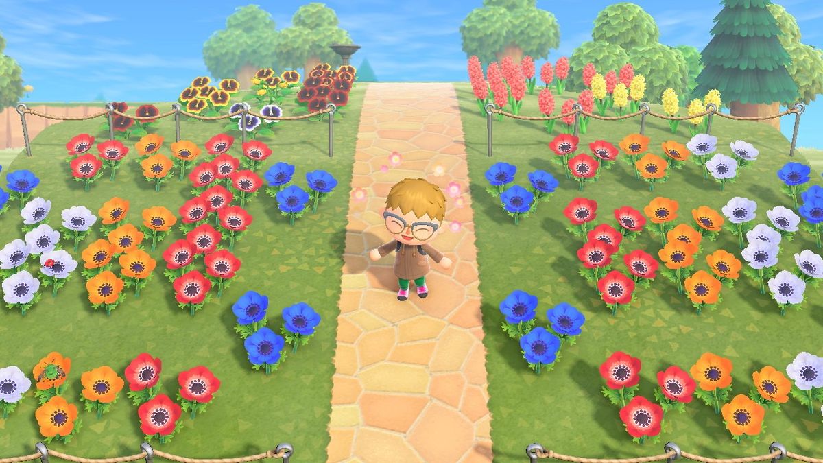 Stående i blommor i Animal Crossing: New Horizons