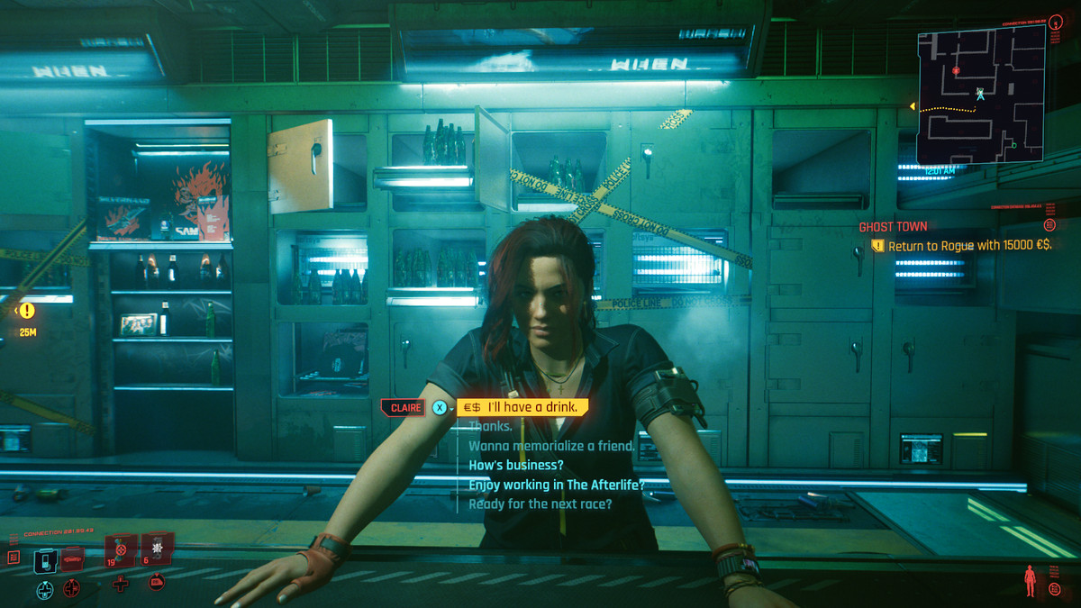 Talking to a bartender in Cyberpunk 2077