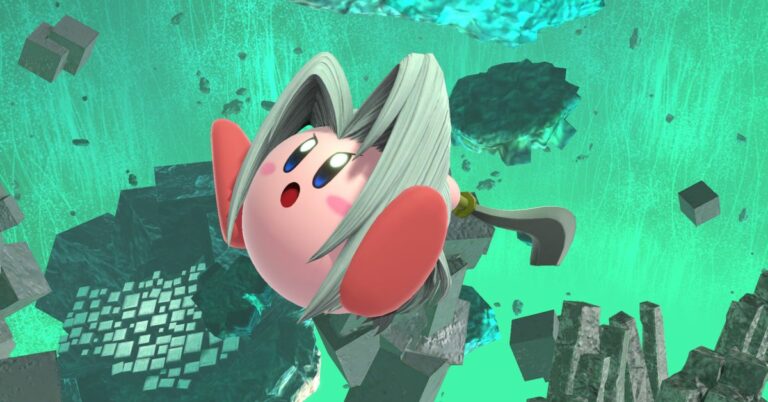 Se, Kirby som Sephiroth i Smash Bros.