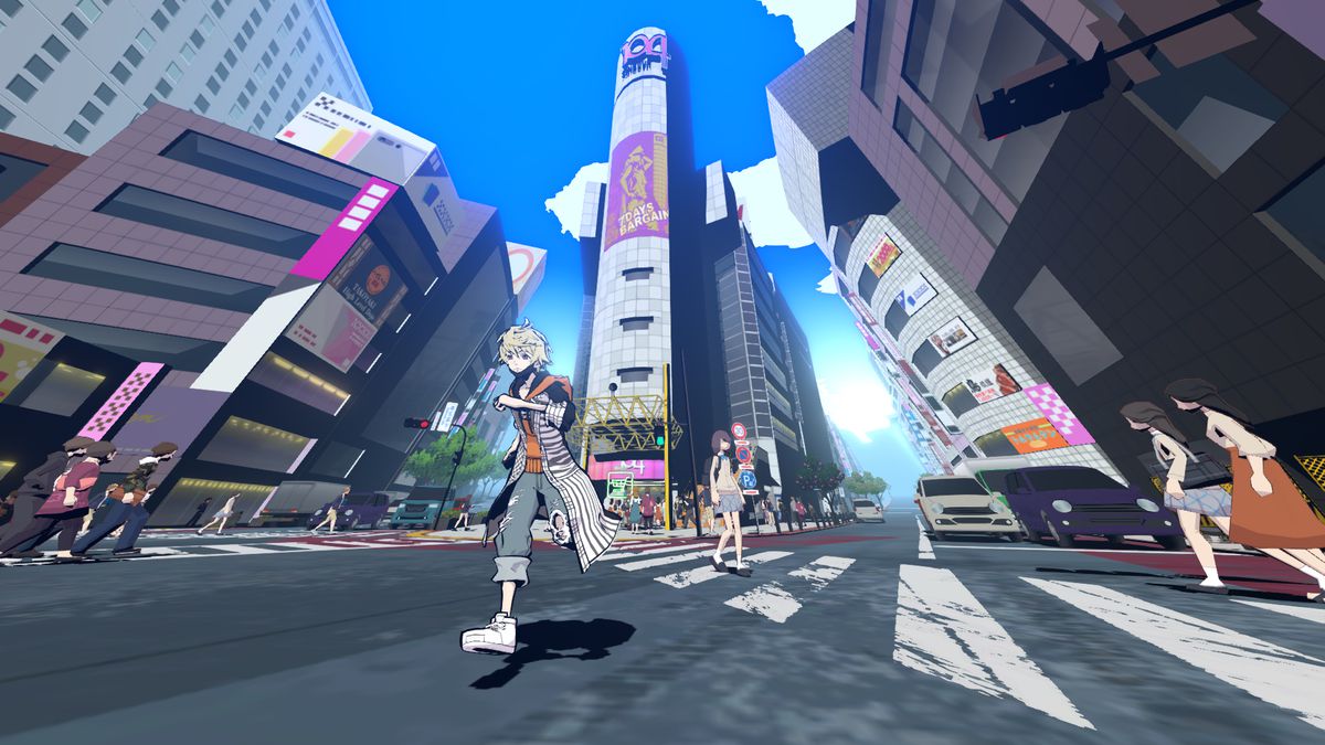 A character runs through Shibuya in a screenshot from Neo: The World Ends With You