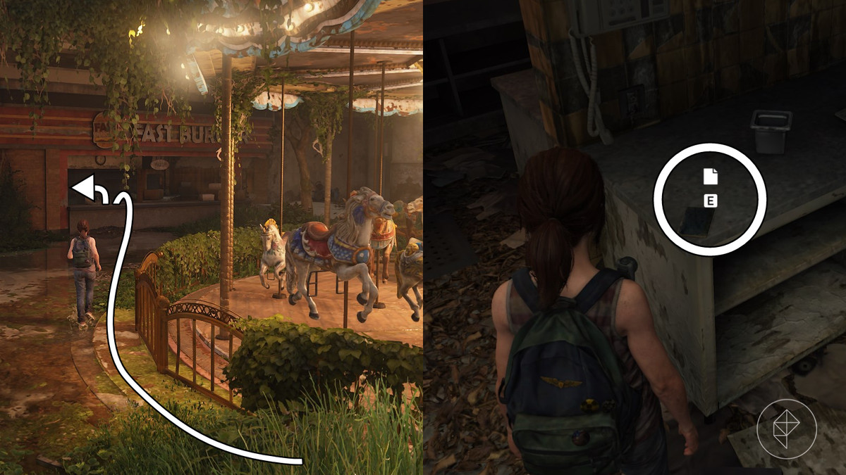 Kitchen Note artifact location in the Fun and Games section of the Left Behind DLC in The Last of Us Part 1