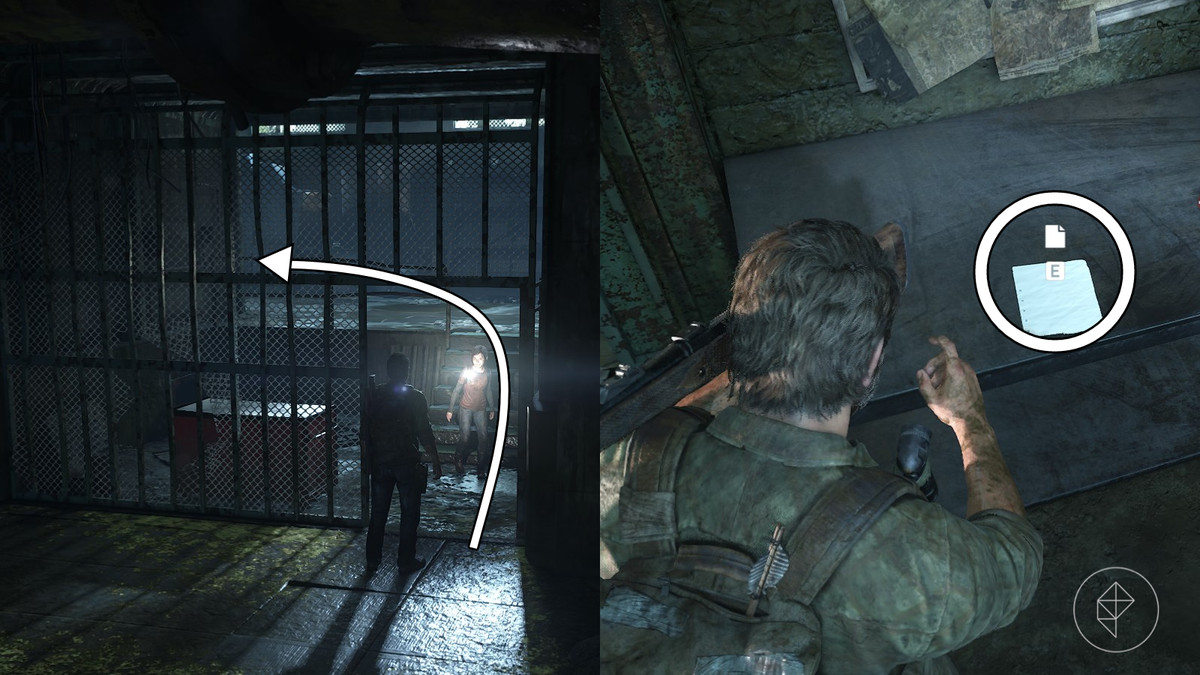Sewers note artifact location in the The Sewers section of the The Suburbs chapter in The Last of Us Part 1