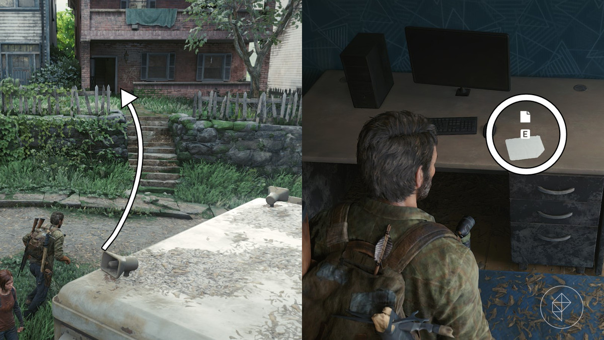 Father’s note artifact location in the Suburbs section of the The Suburbs chapter in The Last of Us Part 1
