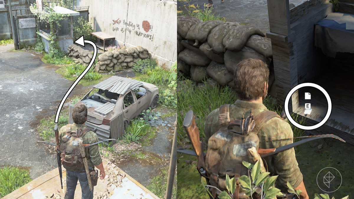 Lost Hill Note artifact location during the Alone and Forsaken section of the Pittsburgh chapter of The Last of Us Part 1