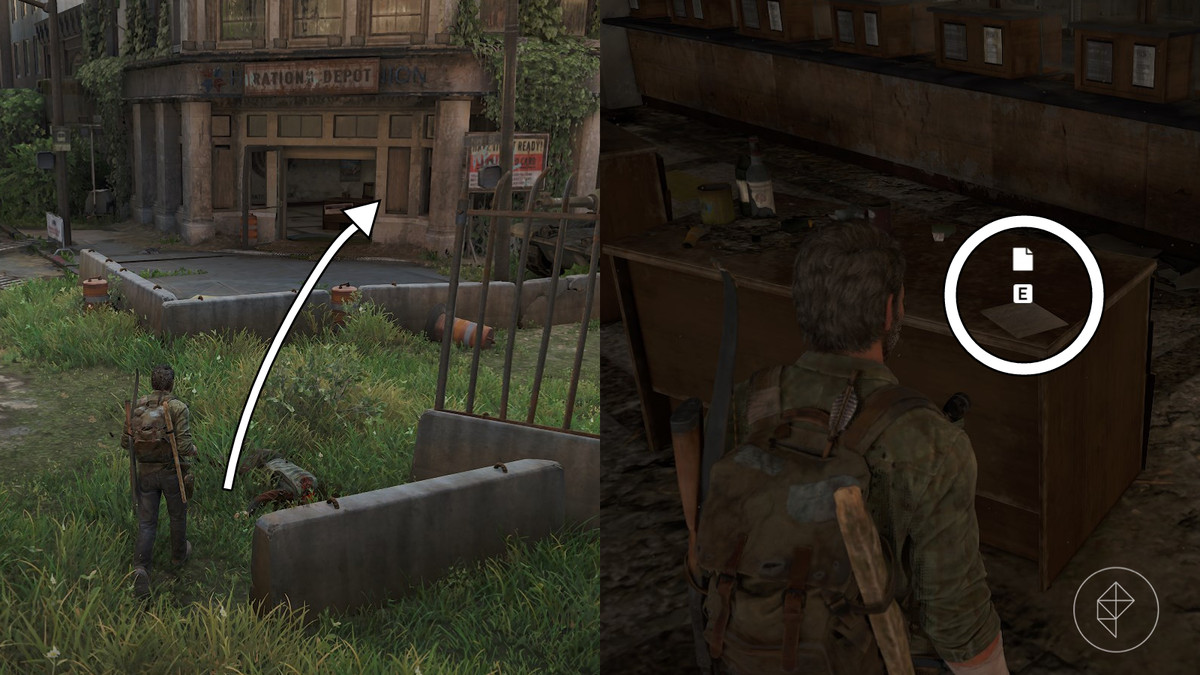 Truck note artifact location in the Financial District section of the Pittsburgh chapter in The Last of Us Part 1