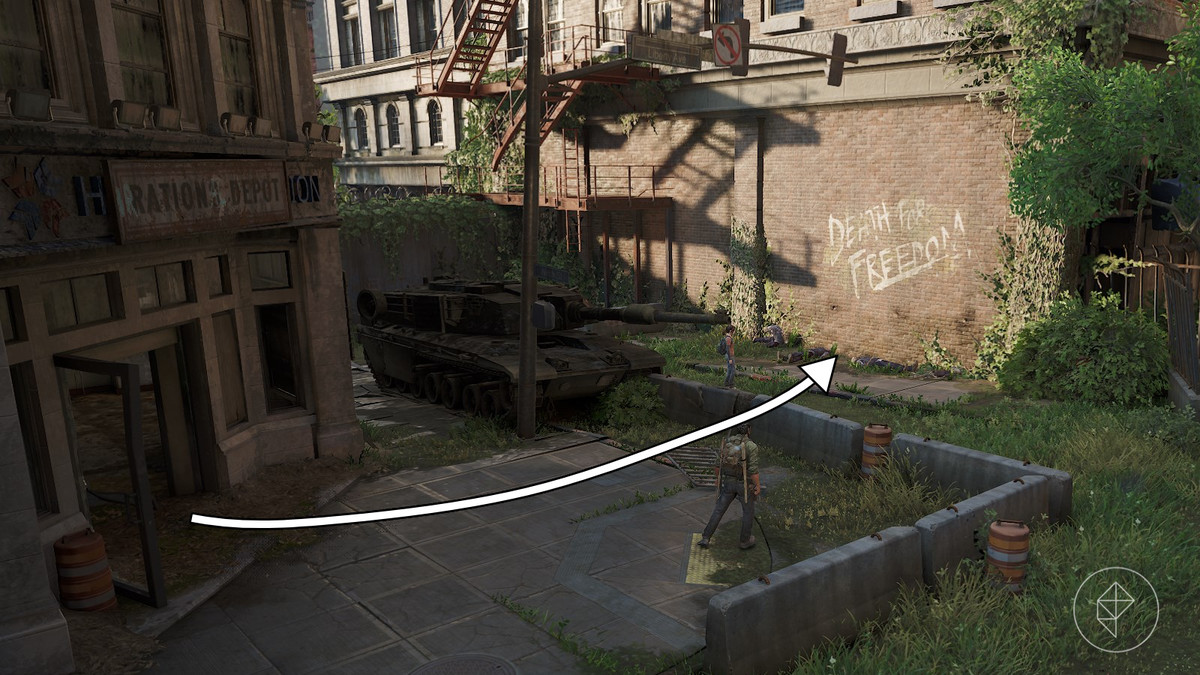 Optional conversation 26 location in the Financial District section of the Pittsburgh chapter in The Last of Us Part 1