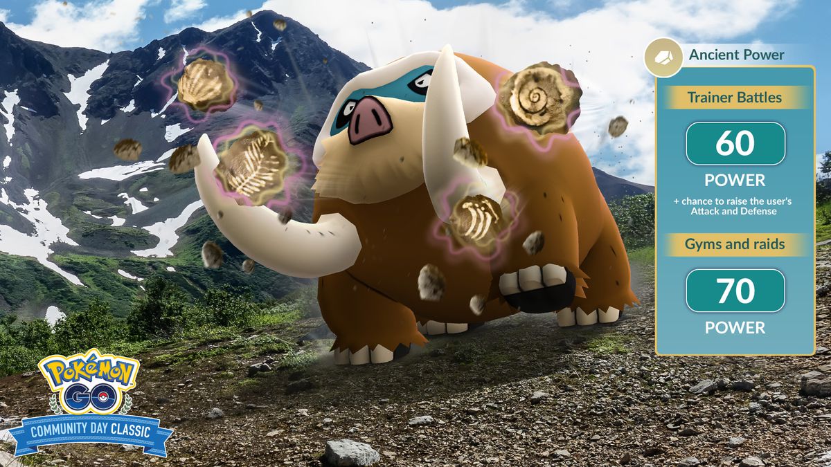 Mamoswine använder Ancient Power i Pokémon Go