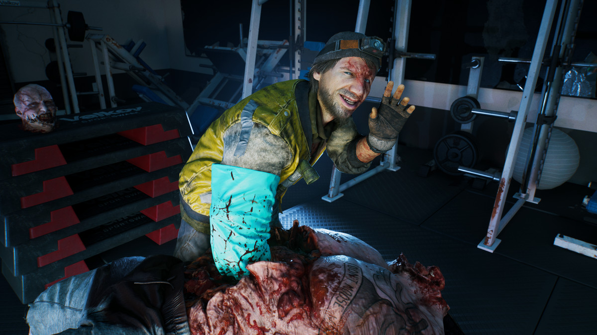 En karaktär sträcker armen in i en zombies mage i Dead Island 2