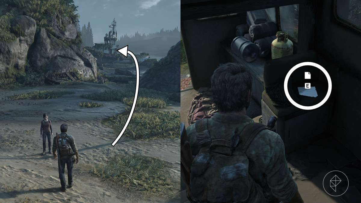 The Boat note artifact location in the The Sewers section of the The Suburbs chapter in The Last of Us Part 1