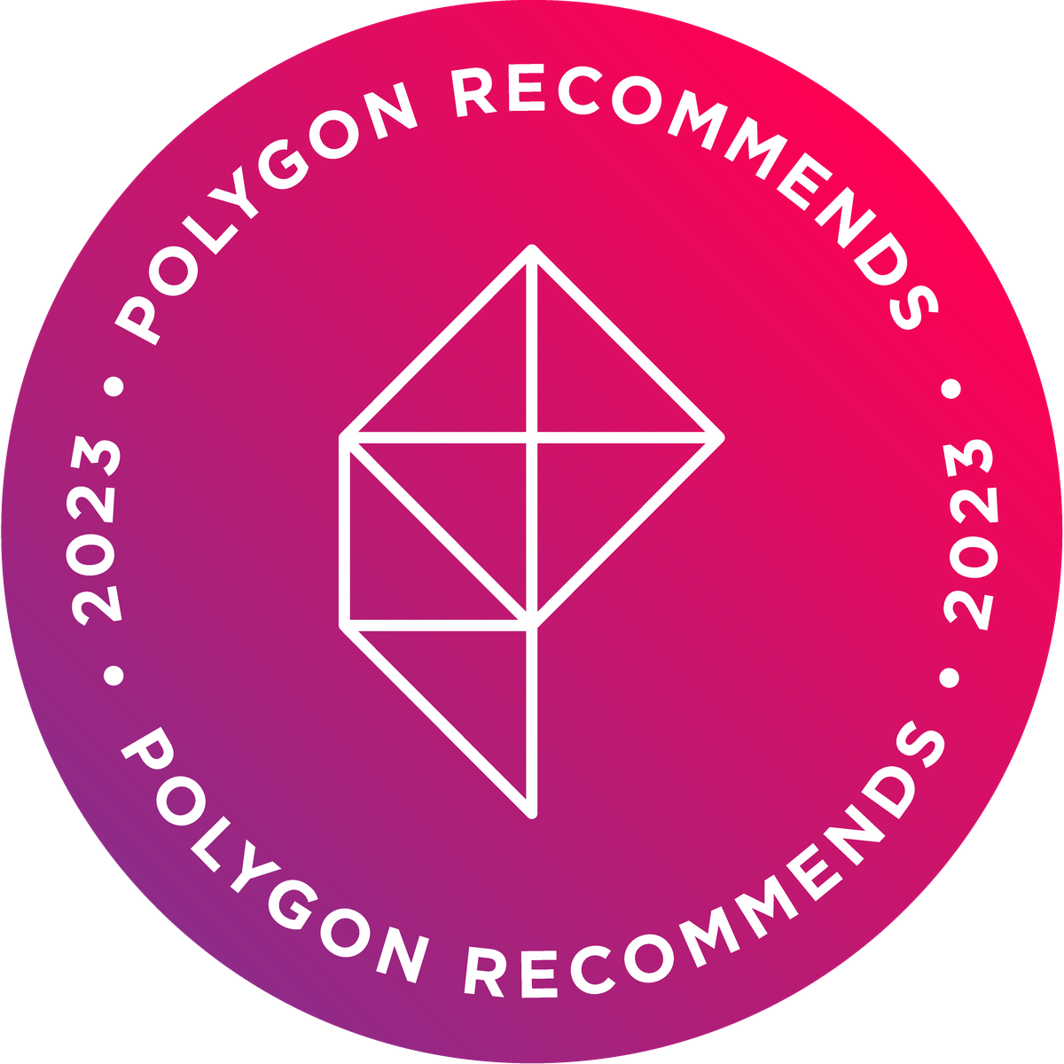 The badge for Polygon Recommends 2023 winners across video games, tabletop games, movies, and TV