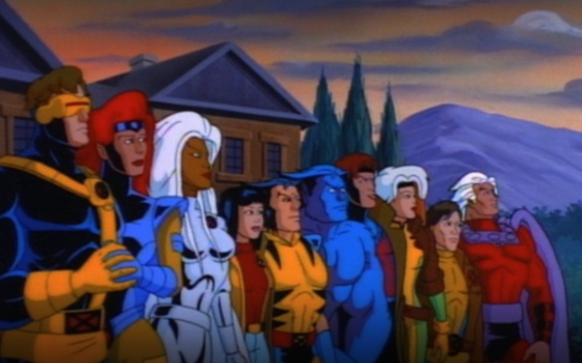 All of the X-Men stand next to one another in this screenshot of “Graduation Day,” the series finale of the original animated series