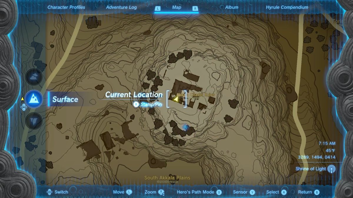 Platsen för Akkala Citadel Ruins sängkammare i The Legend of Zelda: Tears of the Kingdom