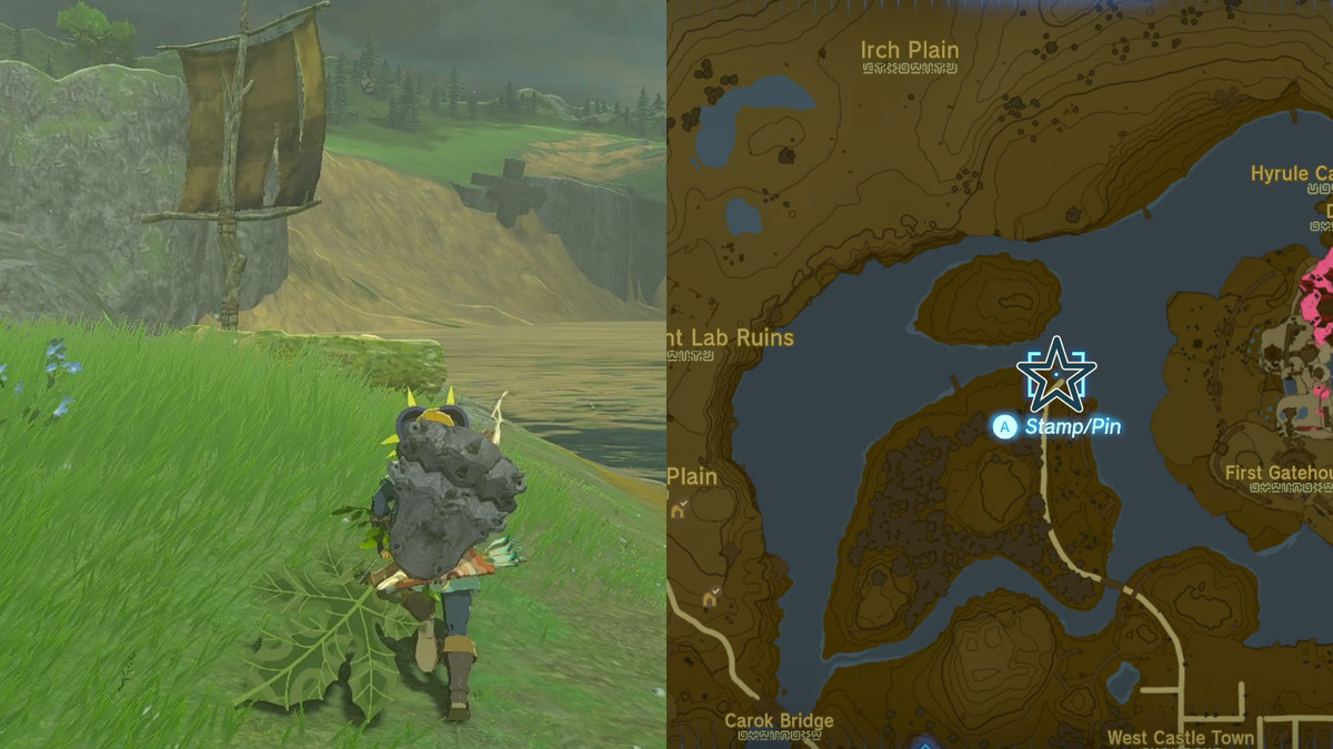 Hylian Shields båtplats bredvid slottets vallgrav i The Legend of Zelda: Tears of the Kingdom