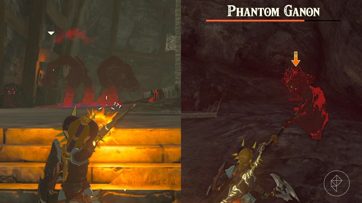 Gloom Hands blockerar vägen till Hylian Shield som skapar ett spjut Phantom Ganon efteråt i The Legend of Zelda: Tears of the Kingdom