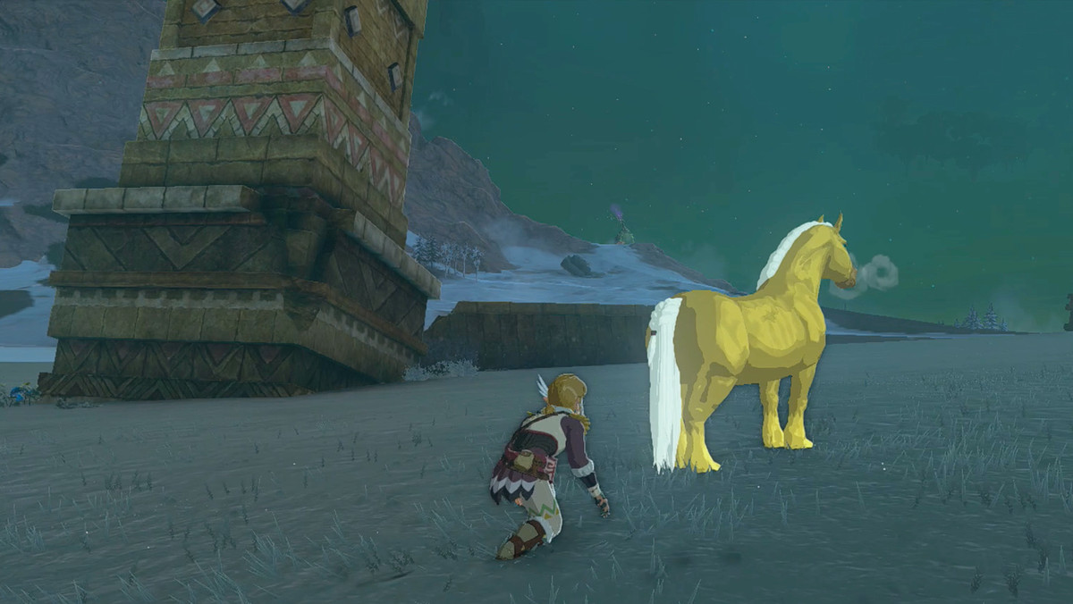 The Legend of Zelda: Tears of the Kingdom Link smyger sig på Zeldas gyllene häst