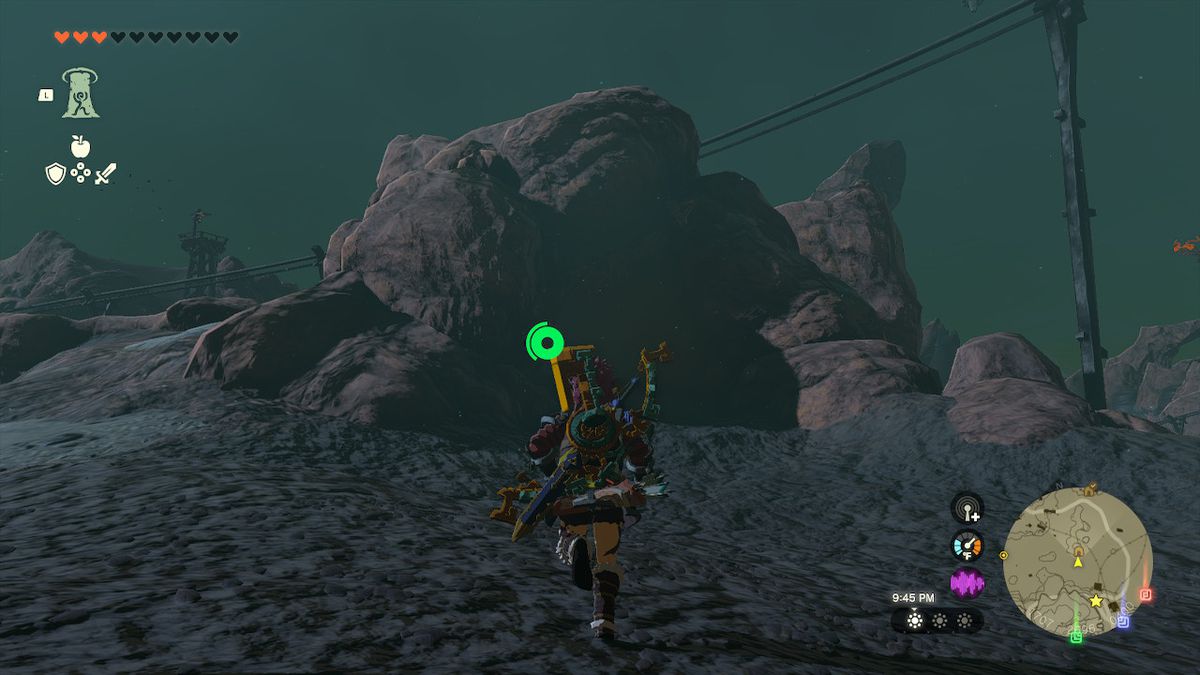 Link går mot ingången till YunoboCo HQ South Cave i Zelda: Tears of the Kingdom