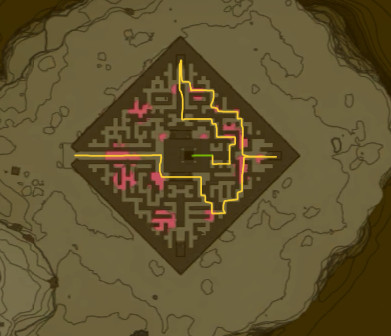 A map showing how to get through the lomei sky labyrinth in Zelda: Tears of the Kingdom