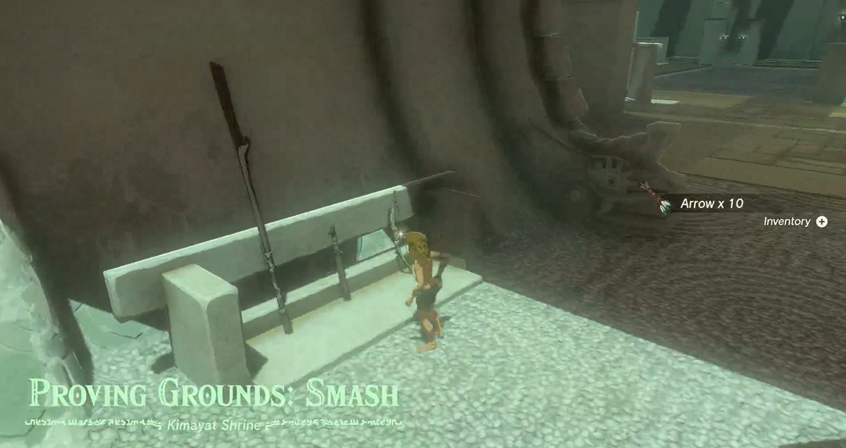 Link väljer vilka vapen som ska tas med i en helgedom i Zelda: Tears of the Kingdom