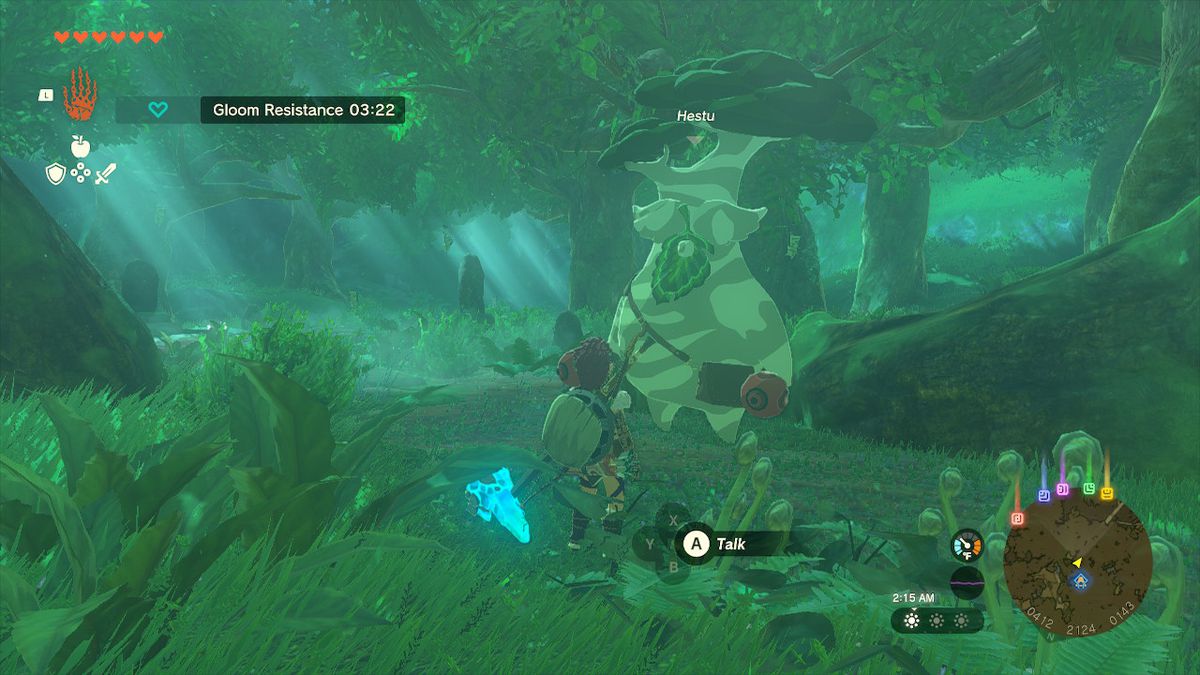 Link står framför Hestu i Korokskogen i Zelda: Tears of the Kingdom