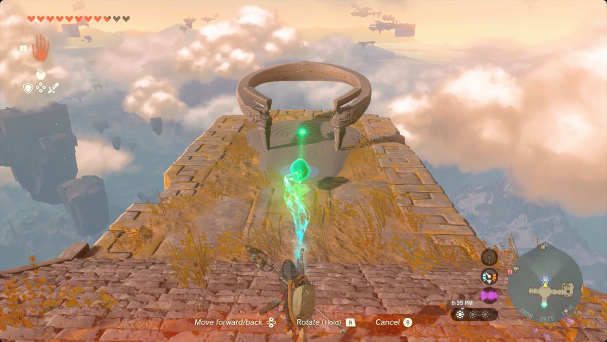 The Legend of Zelda: Tears of the Kingdom Link placerar East Necluda-himmelkristallen för att låsa upp Kumamayn Shrine.