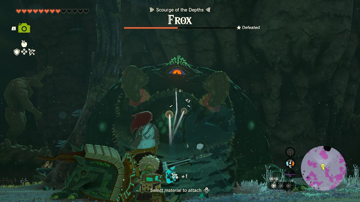 Link skjuter en Frox i ögat med en pil i Zelda Tears of the Kingdom.
