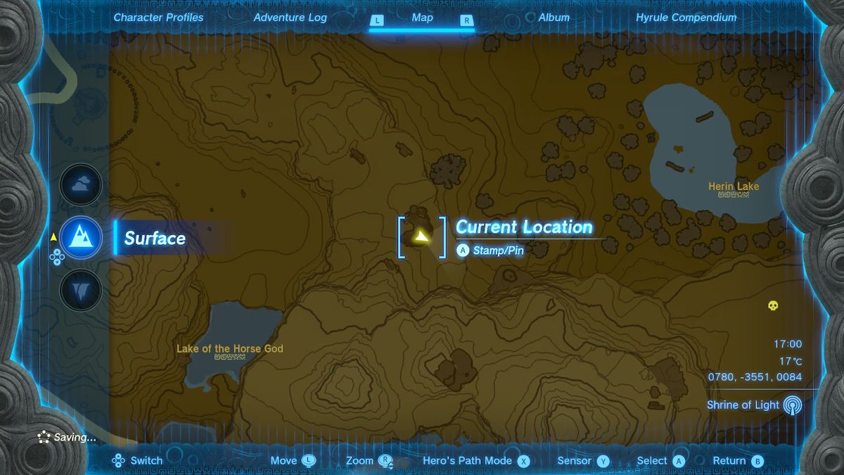 En karta visar platsen för en mäktig Lynel-båge i Zelda Tears of the Kingdom.