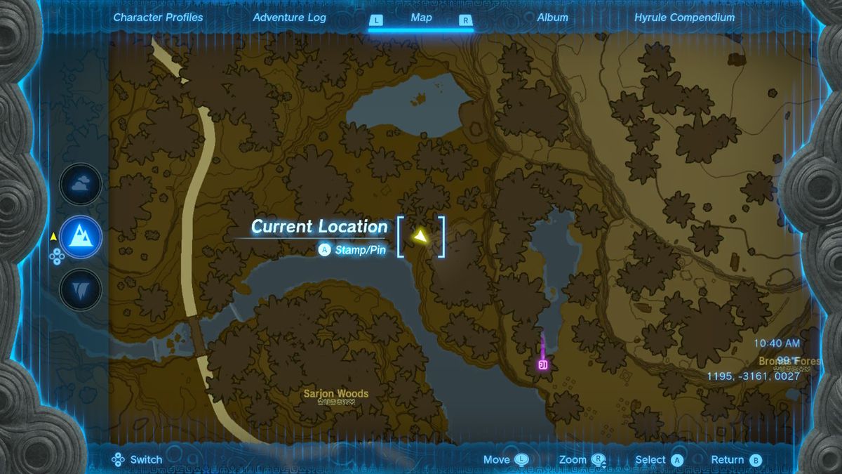 En karta visar platsen för Rubber Armor-huvudstycket i Zelda Tears of the Kingdom.