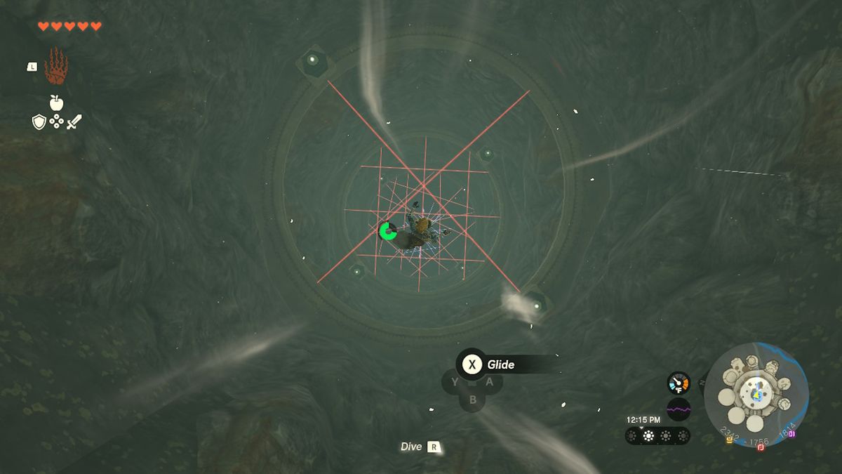 Link dives down a tunnel with Mission Impossible lasers in Zelda Tears of the Kingdom.