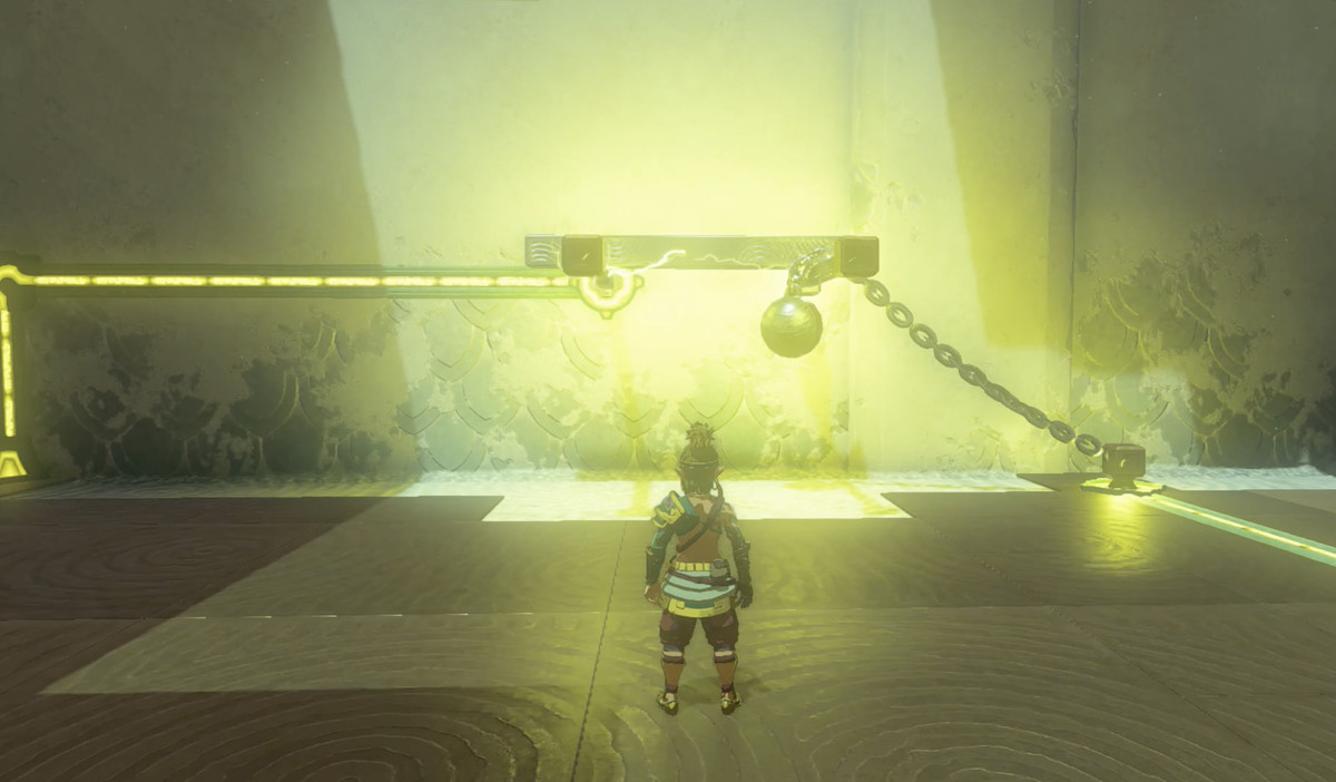 En bild visar en pelare som ligger på två andra pelare i The Legend of Zelda: Tears of the Kingdom.  Pelaren som ligger på toppen tillåter elektricitet att flöda mellan de två.