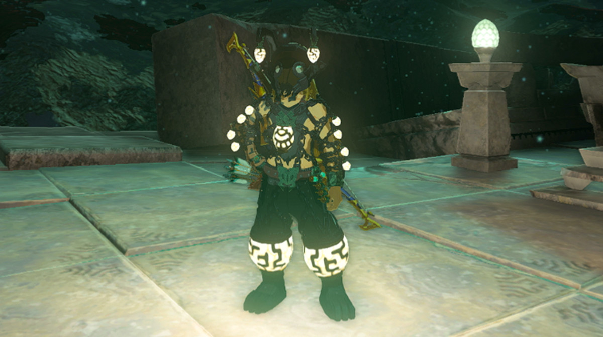 The Legend of Zelda: Tears of the Kingdom Link wearing the full Miner’s Armor set