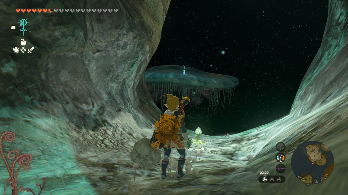 Link stares down a hallway in the Depths in Zelda Tears of the Kingdom.