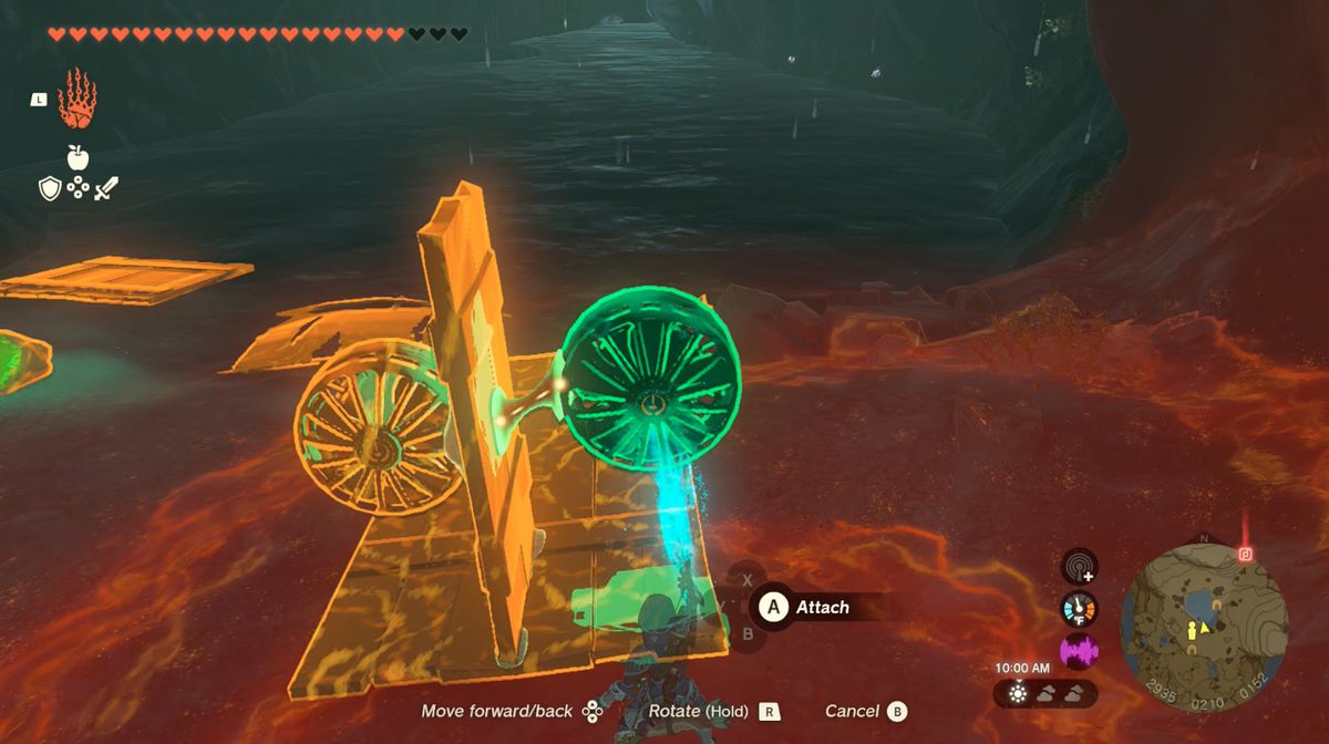 Link sätter ihop en båt i Ralis Channel Cave Quest i Zelda: Tears of the Kingdom