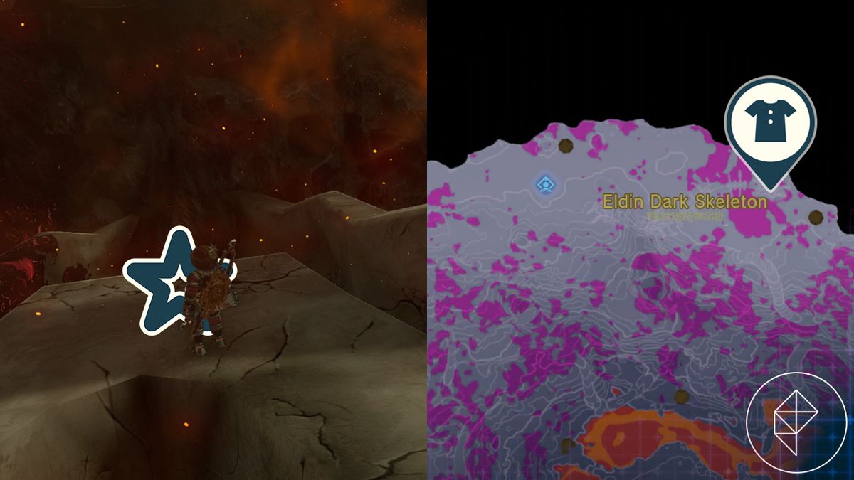 Link står framför en krickfärgad stjärna i ett rödaktigt rökområde i The Depths in Tears of the Kingdom